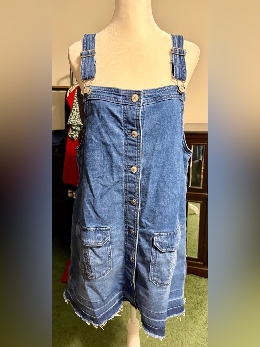 American Eagle Outfitters Blue Denim Button-Front Dress